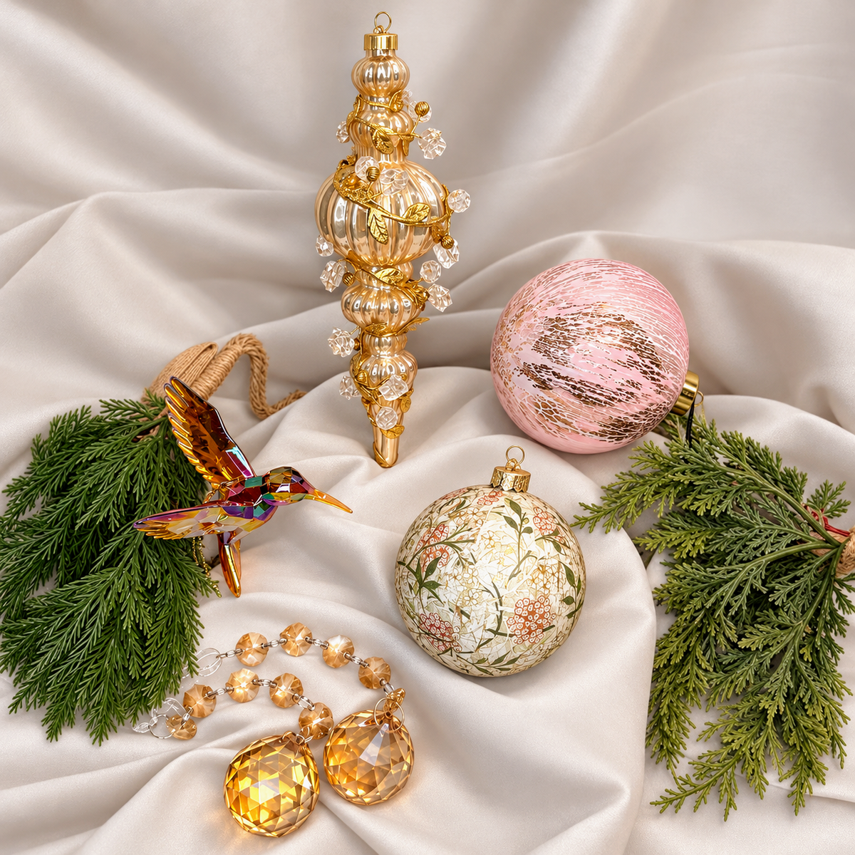 Pink Champagne Nights Ornament Set